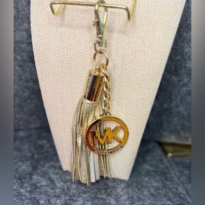 Michael Kors Gold Leather Fringe Tassel Handbag Charm